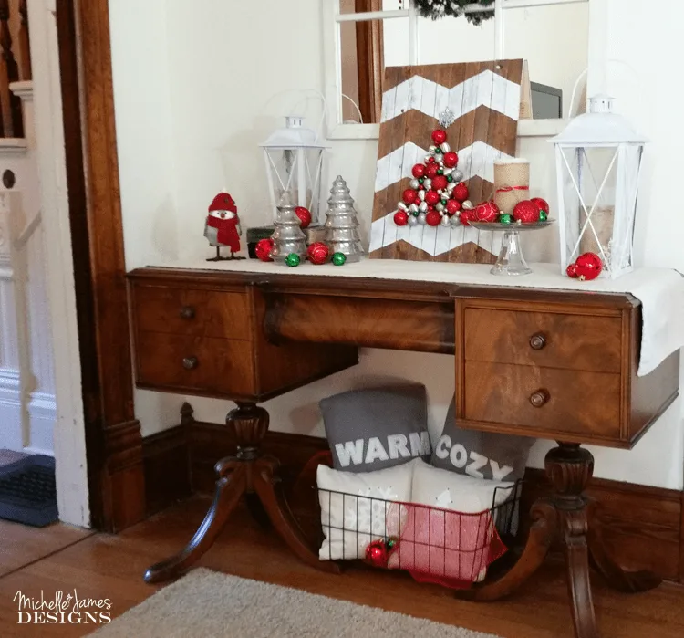 Create Easy Holiday Decor With Lanterns and Pillows - www.michellejdesigns.com - I love how easy it was to decorate this year using the lanterns and pillows I got from Oriental Trading. (Sponsored)