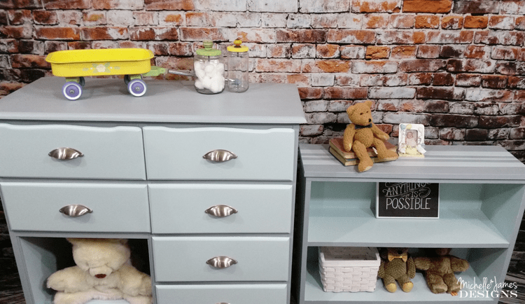 We gave these pieces a much needed update. Now they are the perfect baby furniture pieces for this new, sweet baby!