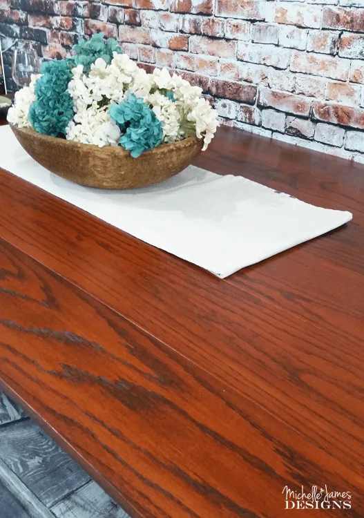 This DIY dining table was made with an oak top and a painted base and was the perfect custom fit for my son and daughter-in-law's dining room.