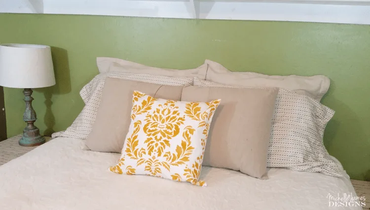 This throw pillow is a stencil kit complete with all the tools and ready to be painted
