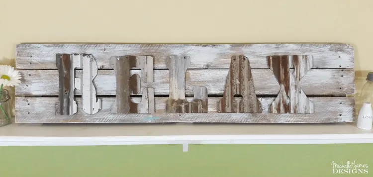 Painted metal letters for wall decor- Rustic home decor for