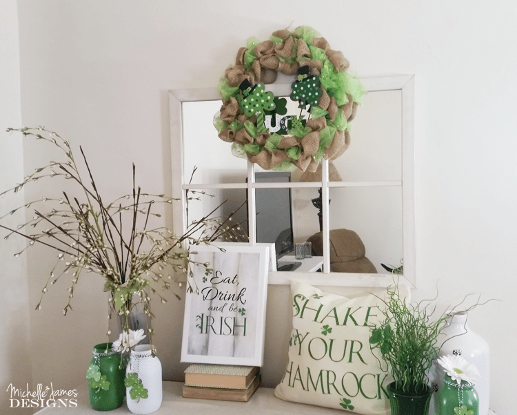 I have always wanted to try to make a burlap wreath. I needed something for St. Patrick's Day so I did it! I couldn't be happier with the way it turned out. What a great DIY decor project.