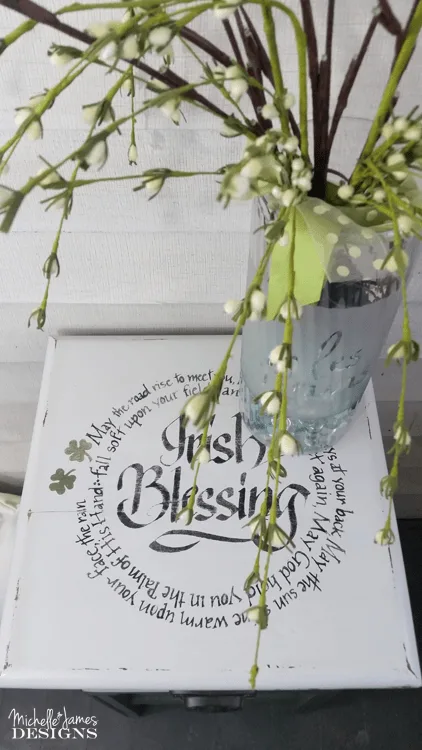 I created a DIY Silhouette Stencil using my Cameo machine for this Irish Blessing Table Top. It turned out great but was almost a disaster! www.michellejdesigns.com