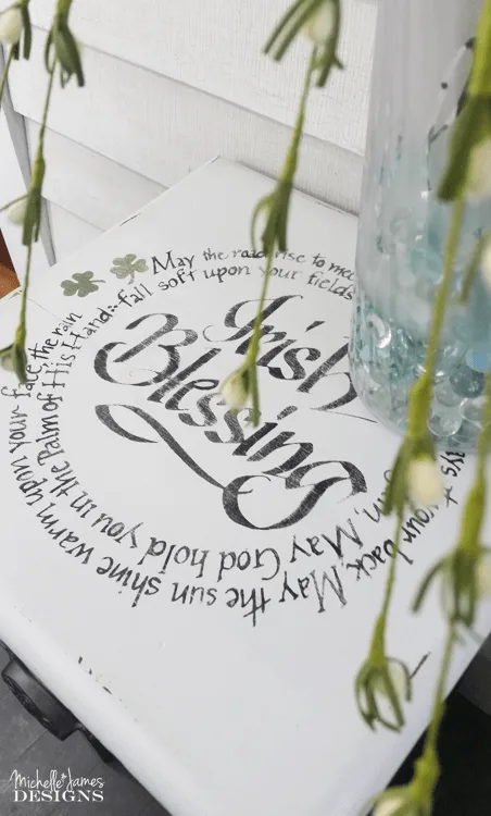 I created a DIY Silhouette Stencil using my Cameo machine for this Irish Blessing Table Top. It turned out great but was almost a disaster! www.michellejdesigns.com