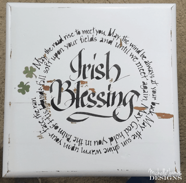 I created a DIY Silhouette Stencil using my Cameo machine for this Irish Blessing Table Top. It turned out great but was almost a disaster! www.michellejdesigns.com