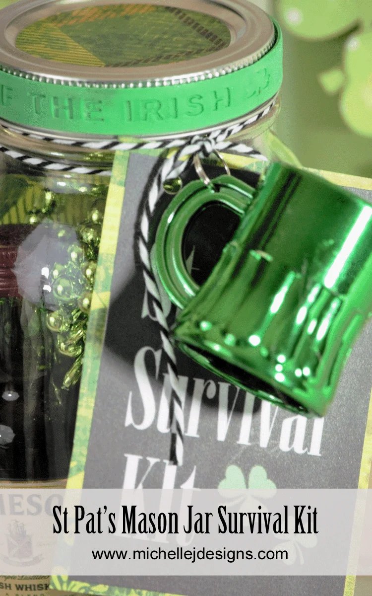 This mason jar St. Patrick's Day survival kit is essential for staying warm and happy during the St Patrick's day festivities. - www.michellejdesigns.com