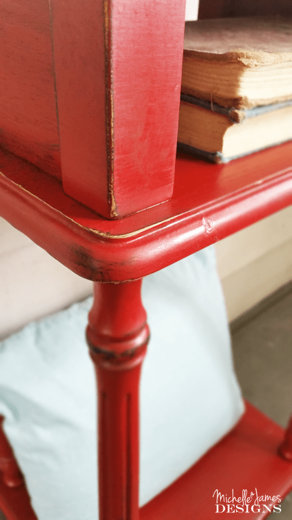 Red is not a color I use too often but after completing this painted red table my mind has been changed. The color along with the distressing turned out perfectly! www.michellejdesigns.com
