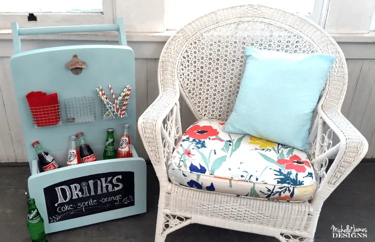 This drink station started as a table without legs. It was transformed into the perfect outdoor drink companion. Come see how we did it! www..michellejdesigns.com