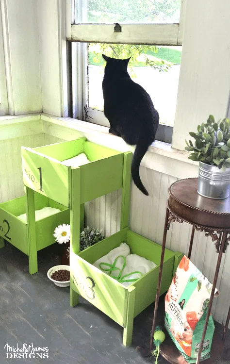 I love to re-purpose. This DIY cat bed started out from the only three drawers left from my oldest sons baby dresser/changing table. It was fun to use them to make something for our indoor fur babies! (sponsored) www.michellejdesigns.com