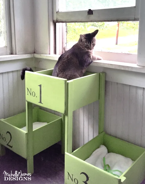 I love to re-purpose. This DIY cat bed started out from the only three drawers left from my oldest sons baby dresser/changing table. It was fun to use them to make something for our indoor fur babies! (sponsored) www.michellejdesigns.com