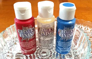 You can add stunning color using chalk paint for glass. #michellejdesigns #chalkyfinishforglass #glasschalkpaint #addcolor