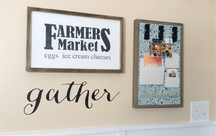 Farmhouse decor is all of the rage these days and I love it too. I am creating a DIY farmhouse kitchen sign that says Farmers Market! - www.michellejdesigns.com