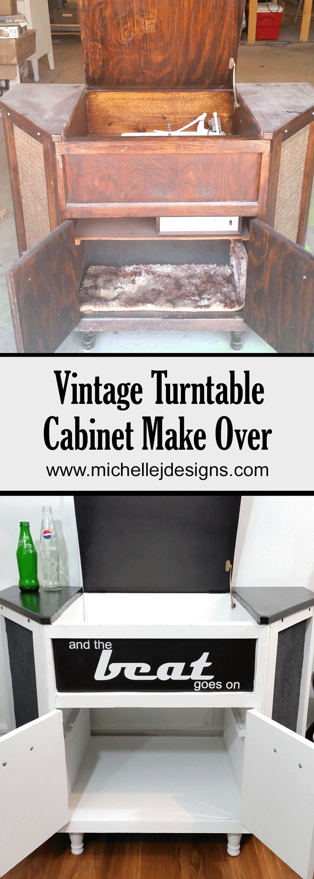 This 70's Vintage Turntable Cabinet desperately needed a make over. See how some paint transformed this vintage gem! www.michellejdesigns.com