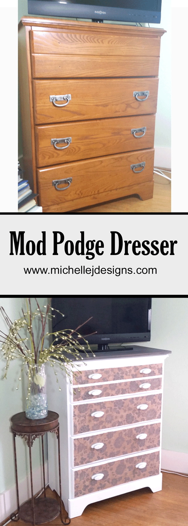 Mod-Podge-Dresser-Update www.michellejdesigns.com