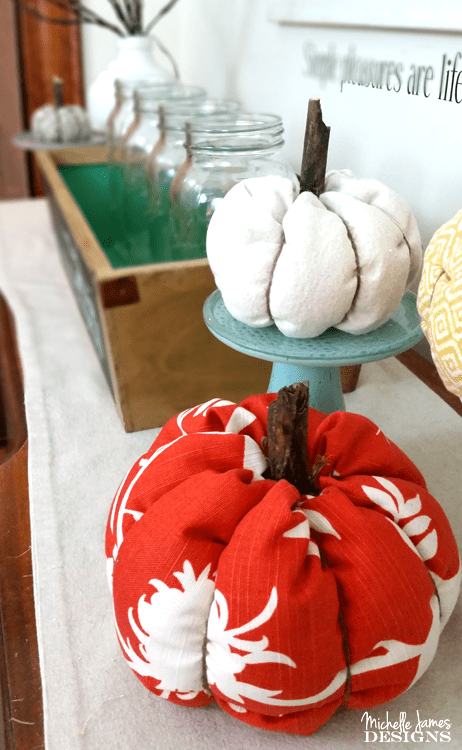 I love pumpkins. I decided to make DIY fabric pumpkins this year to ease into my fall decor! - www.michellejdesigns.com