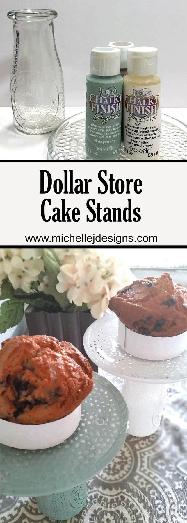 Create DIY dollar store cake stands with a few simple items. You will love these in your home! www.michellejdesigns.com
