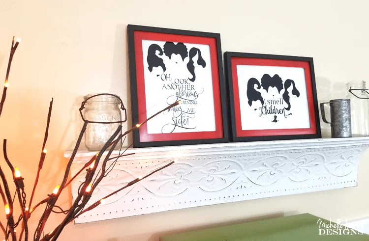 I love Halloween and the movie Hocus Pocus. I found some fun printables to download and created framed prints for my decor! - www.michellejdesigns.com