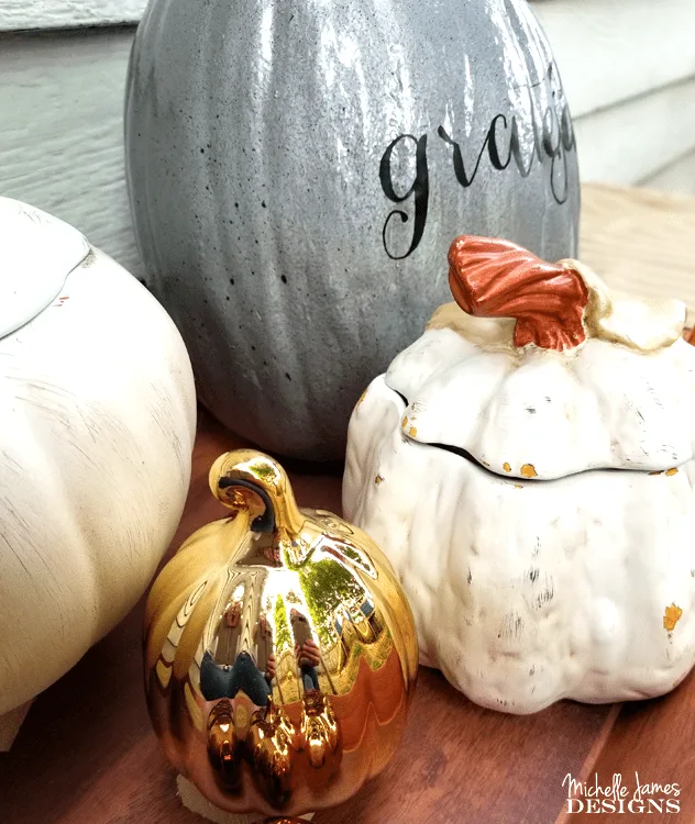 I love a good thrift store challenge and these ceramic pumpkins were a fun thrift store makeover! www.michellejdesigns.com