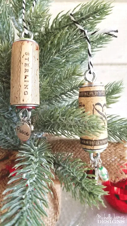 These DIY Wine Cork Ornaments are easy to make and so festive!