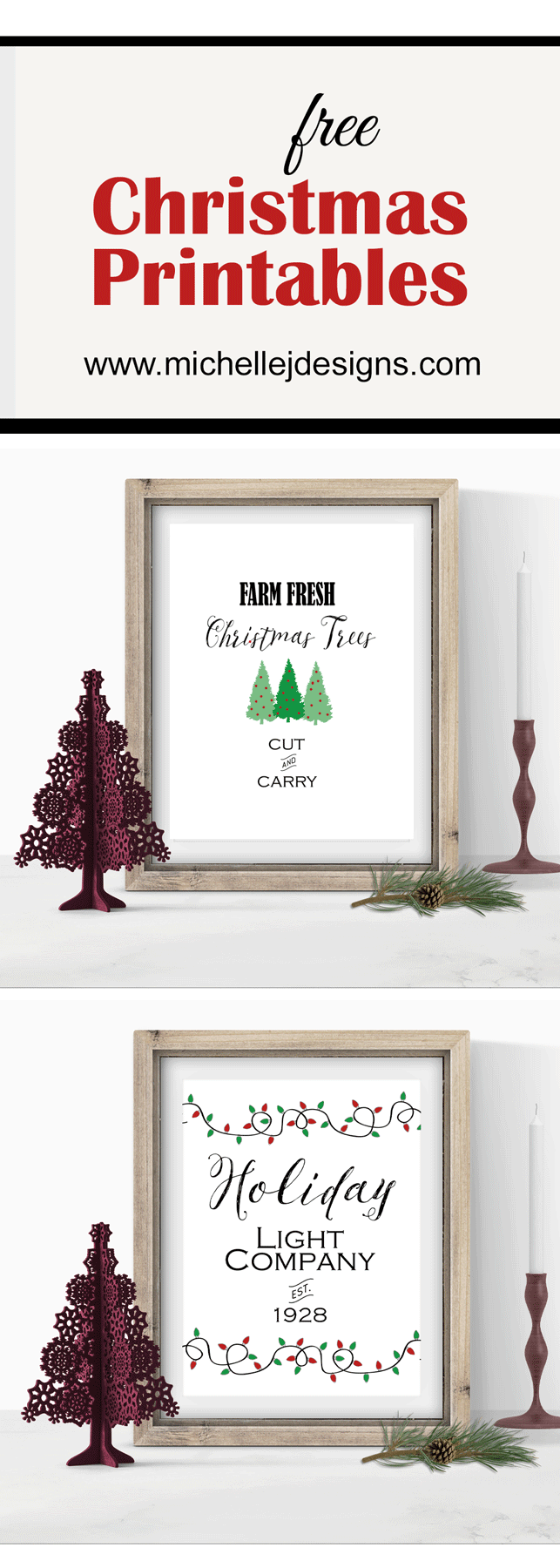 These free Christmas Printables are perfect for your DIY home decor. Download, print and frame for perfect artwork every time. www.michellejdesigns.com