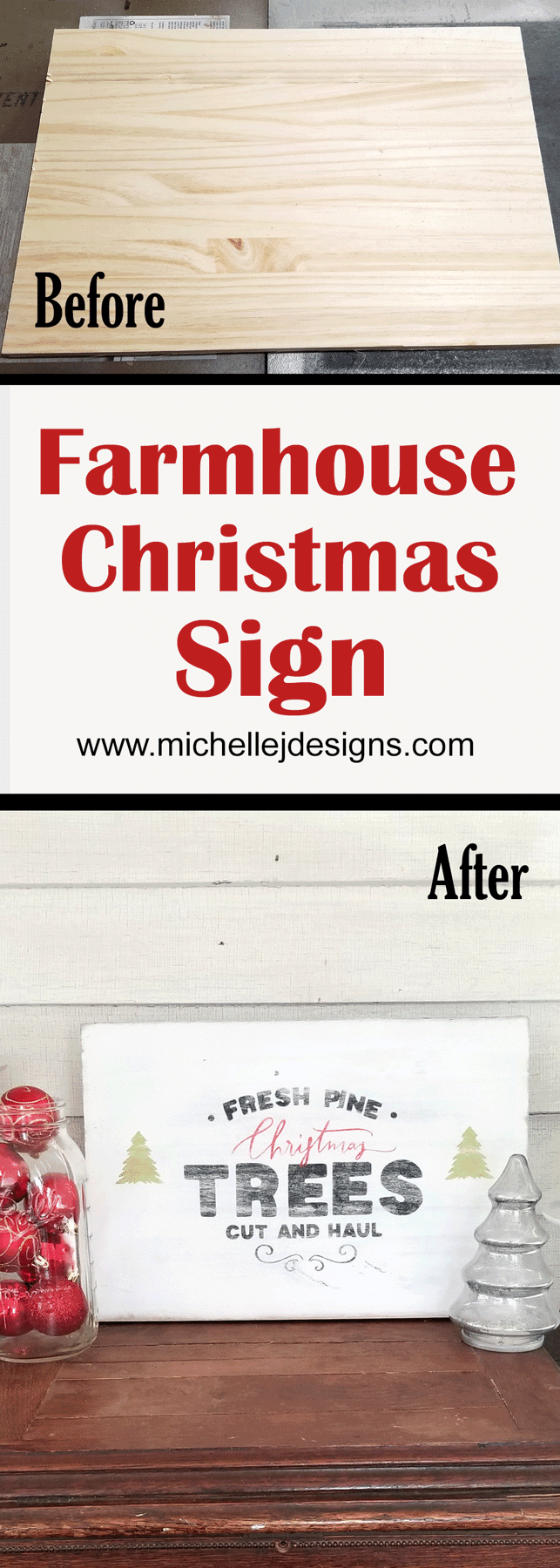 I love the way this Farmhouse Christmas Sign turned out but it wasn't without some stumbles along the way. - www.michellejdesigns.com