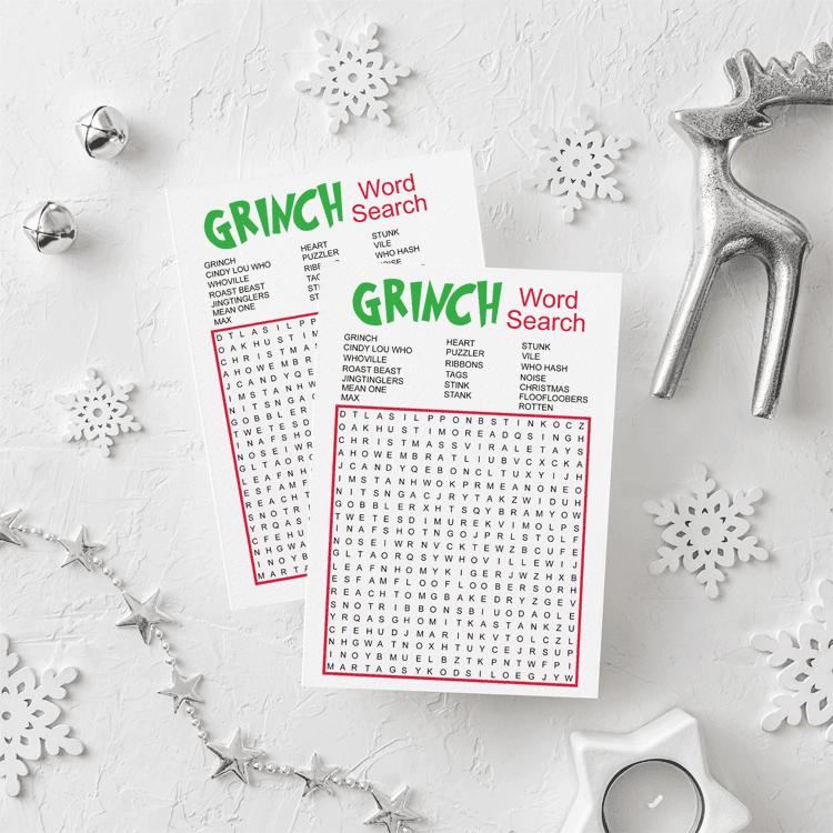 This is a fun Grinch Word Search Game that everyone will love to play! - www.michellejdesigns.com