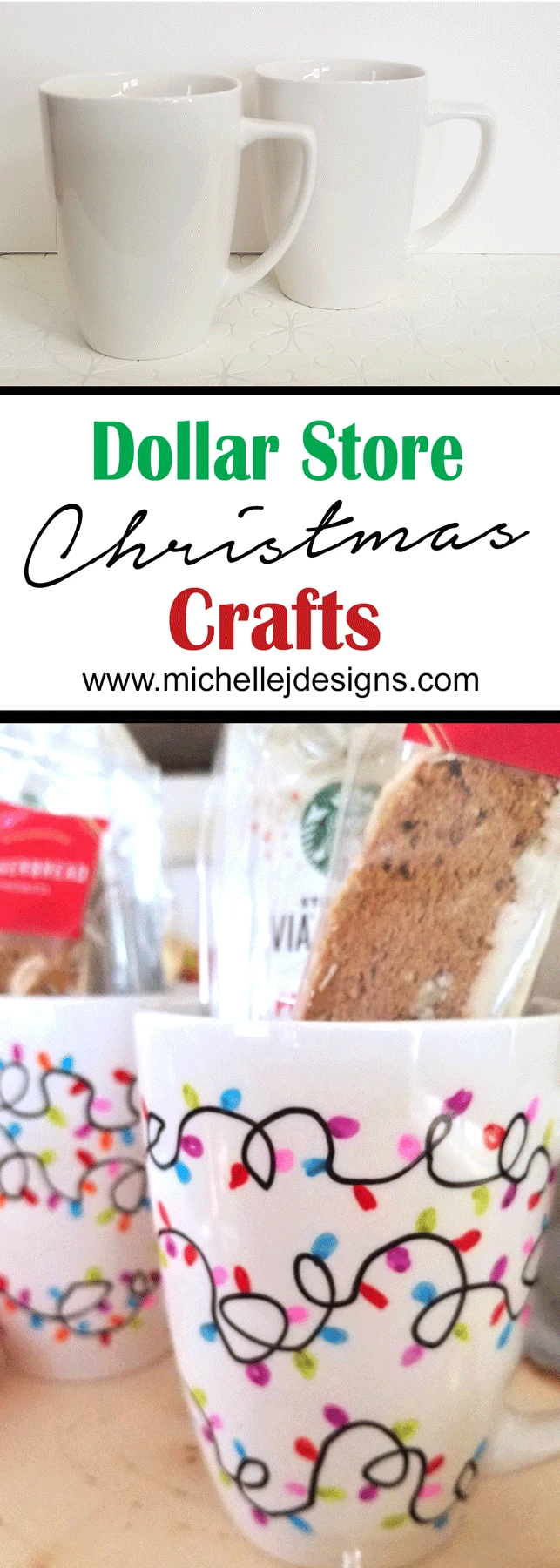 These dollar store Christmas craft is perfect for friends, co-workers, teachers and more. It is fun, festive and budget friendly - www.michellejdesigns.com