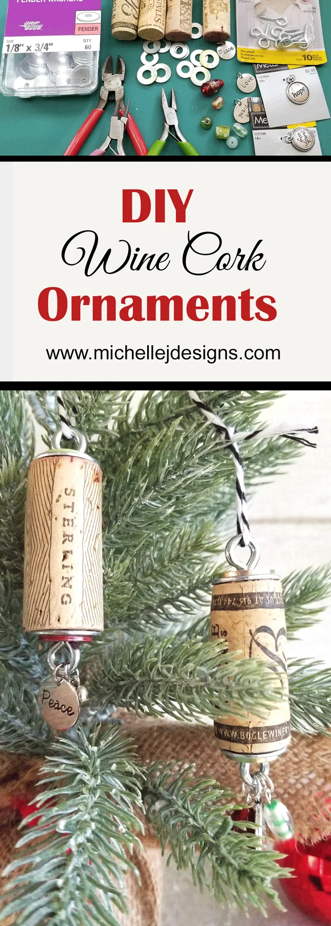 These DIY Wine Cork Ornaments are easy to make and so festive!