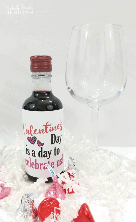 Print these on sticker paper, cut them out and apply them to the wine bottles. These are easy as can be and look great! www.michellejdesigns.com