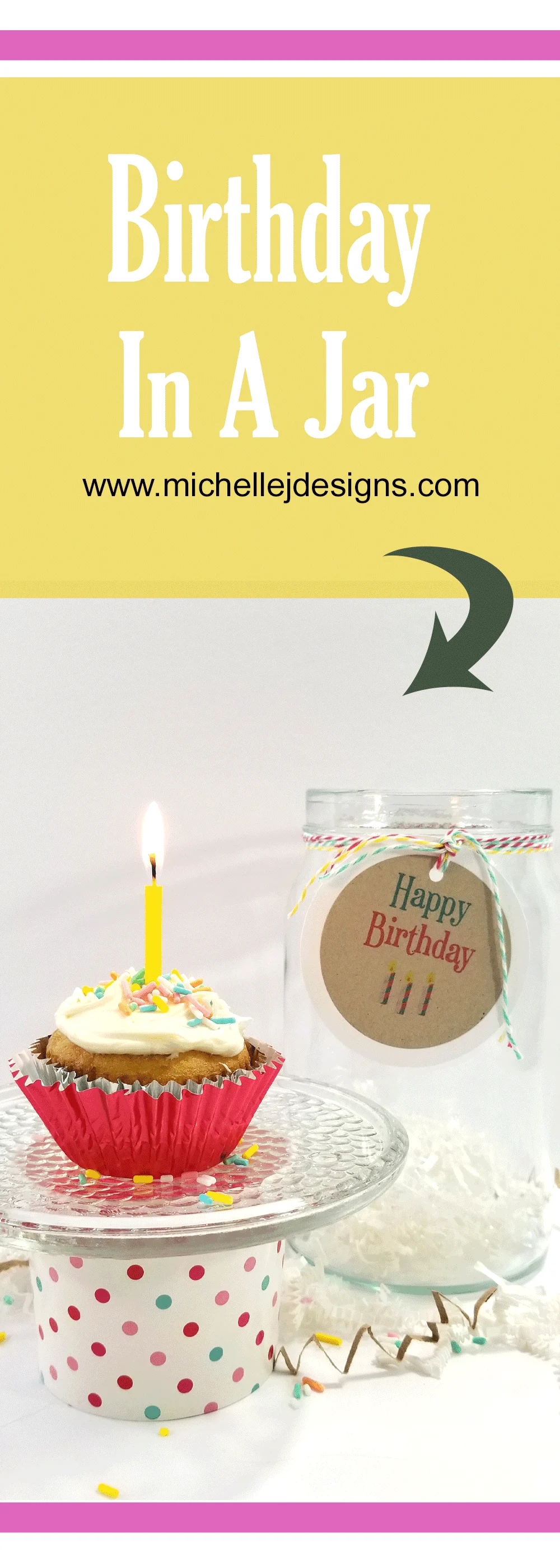 How about a great birthday gift in a jar? Anyone would love this amazing easy DIY birthday gift that is perfect for kids and adults! #birthdaygift #birthdaygiftinajar #birthdayinajar #happybirthday #jargifts #jars - www.michellejdesigns.com