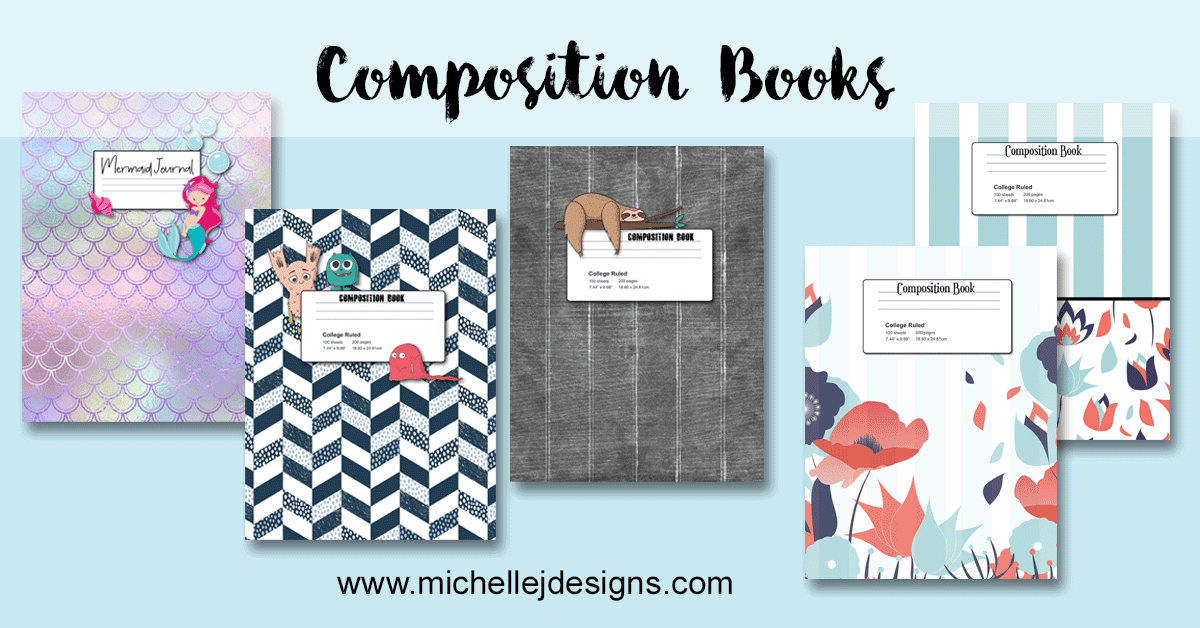 These fun journals and notebooks are all available on Amazon and are designed by me. This is a crazy, fun adventure I am on! #journal #compositionbook #notebook - www.michellejdesigns.com