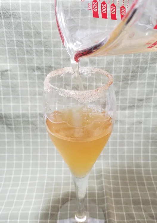 This easy fall apple cider mimosa recipe is the perfect drink for a fall brunch! With only 2 easy to find ingredients you will make it again and again! www.michellejdesigns.com - #michellejdesigns #applecidermimosa #fallcocktail #falldrinks #applecidercocktail