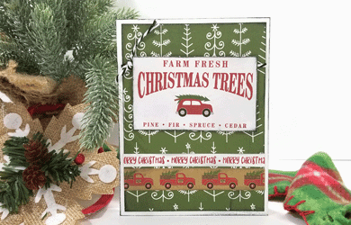 Everyone loves this old red truck with the tree. It is the perfect Farmhouse Style Christmas Card - www.michellejesigns.com #michellejdesigns #farmhousechristmascard #farmhousecards #handmadecards #echoparkpaper
