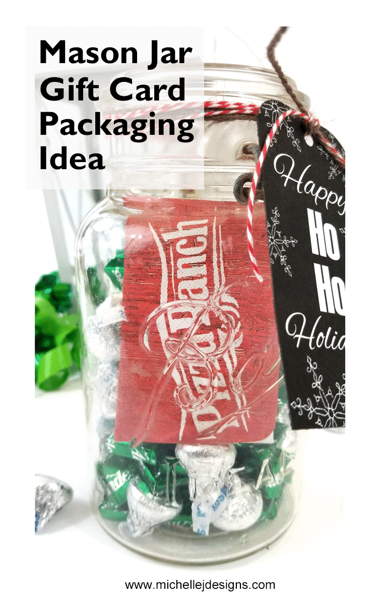 It is always hard to try to find a great way to package a gift card. If you love giving gift cards then check out this post for a great mason jar gift card packaging idea! - www.michellejdesigns.com #michellejdesigns #giftcardgiving #masonjargifts #diypackagaing