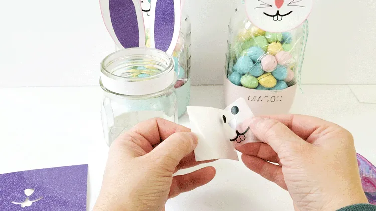 Create a diy bunny mason jar gift with a free svg file from Michelle James Designs - www.michellejdesigns.com