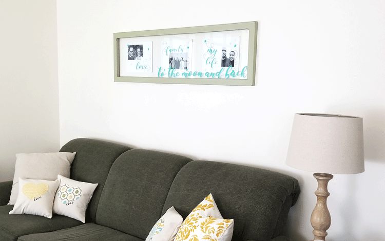 Finishes photo window hanging above the couch - scrapbook digital photo art - www.michellejdesigns.com