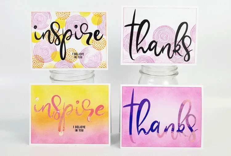 I love to show creative cardmaking ideas that are easy and look good. These cards combine a free vinyl cut file and some distress ink for a simple, colorful look - www.michellejdesigns.com #styletechcraft #opalvinyl #styletechcraftopal