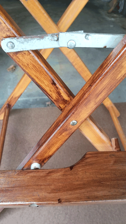 Horrible brush marks on the wood director chairs.