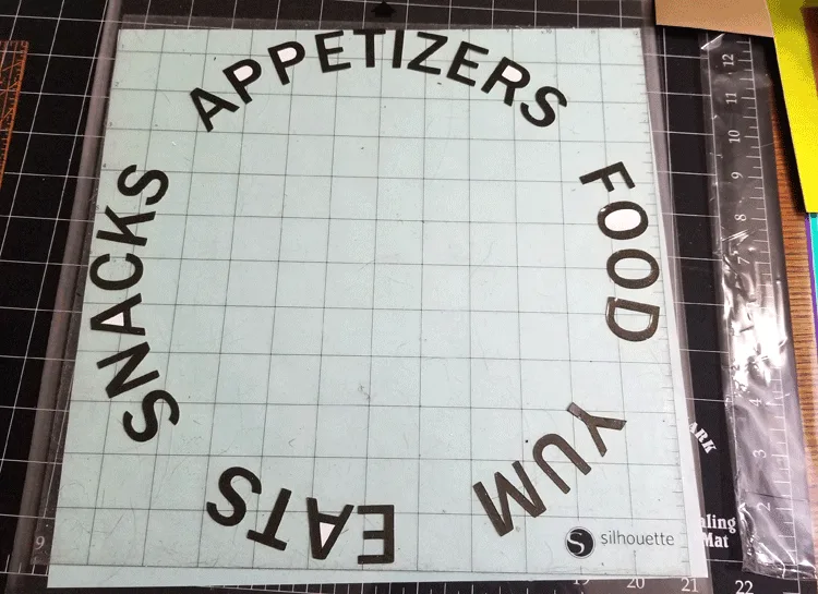 Text design cut in a circle to be adhered to the outer edge of the charge plate