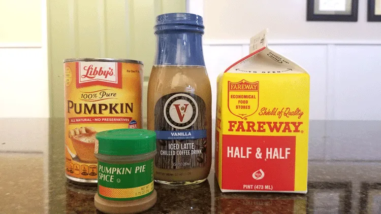 Ingredients for Homemade pumpkin spice latte.