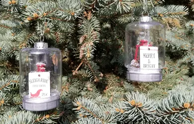Finished Dollar Tree mason jar ornaments begging someone to