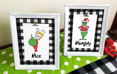 Finished Grinch printables as Christmas Decor