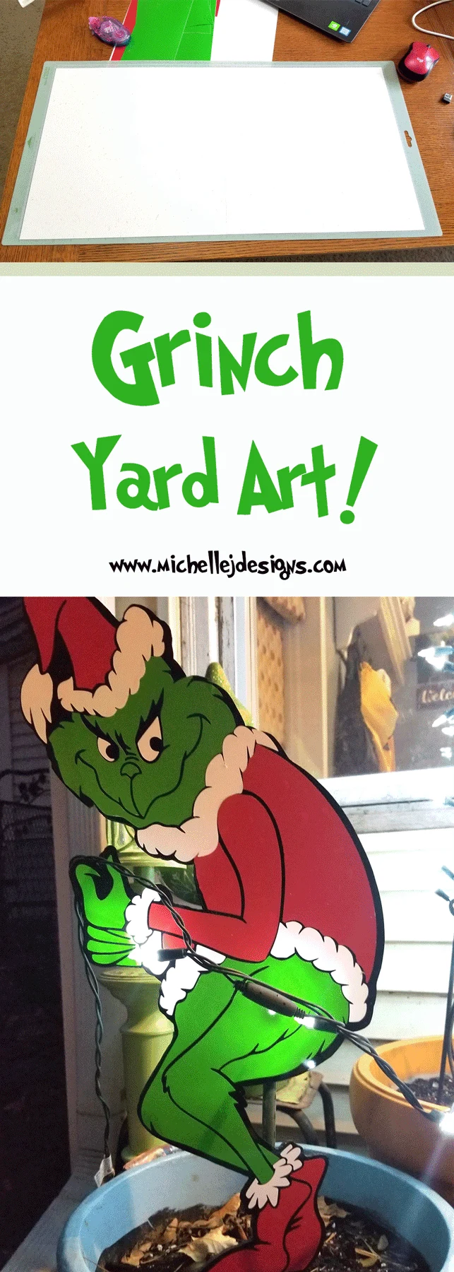 Finished Grinch Yard Art for my back door decor.