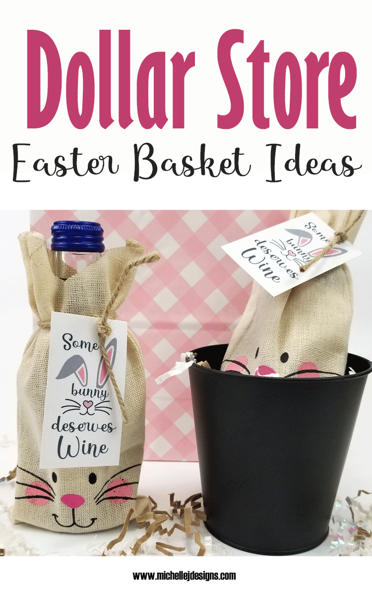 Two Easter baskets for adults using cloth bunny gifts bags