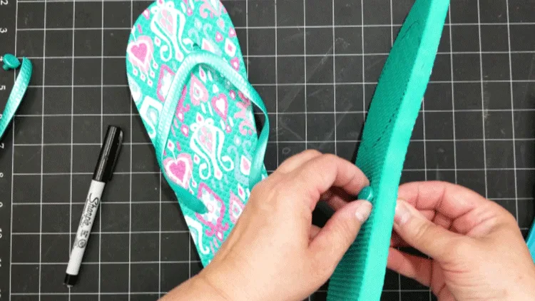 Removing the straps from the Dollar Tree Fllip Flops