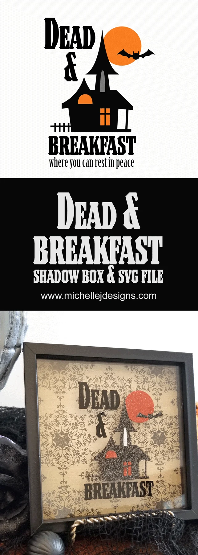 Finished Dead and Breakfast shadow box decor