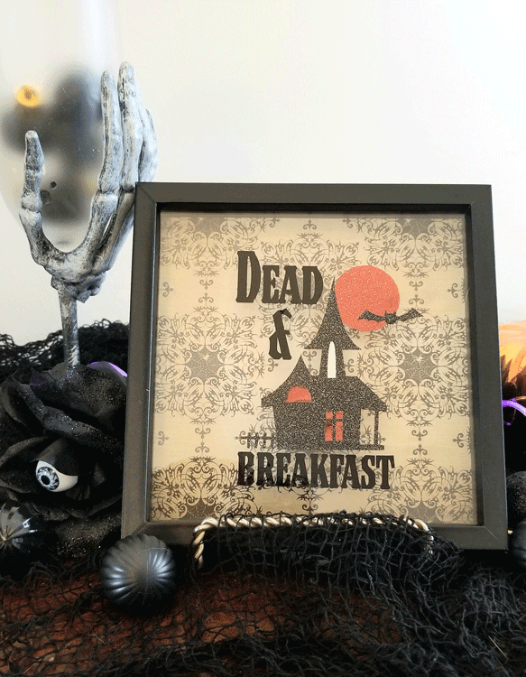 Finished Dead and Breakfast shadow box decor