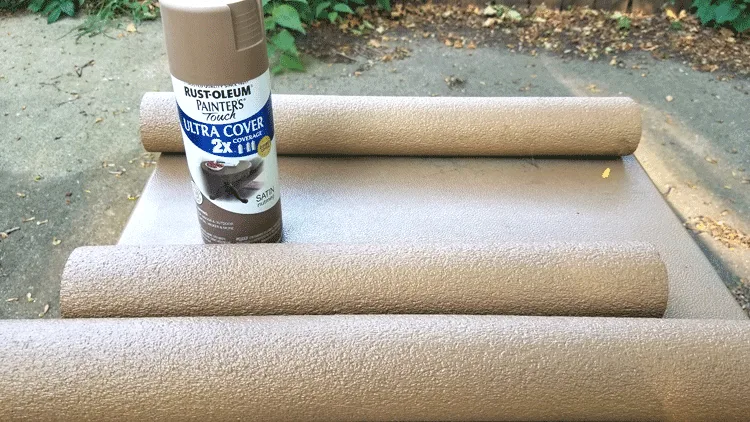 Pool noodles that have been cut and spray painted brown