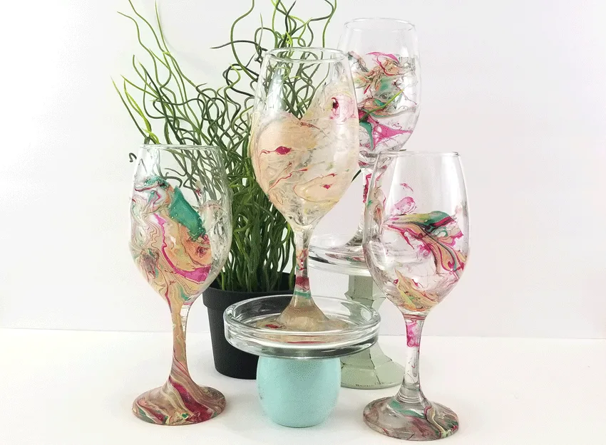 You HAVE To See How Easy These Marble Wine Glasses Are To Paint!