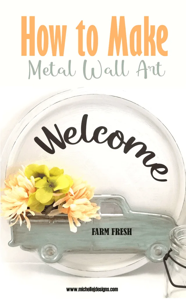 Finished metal wall art with the painted farmhouse truck